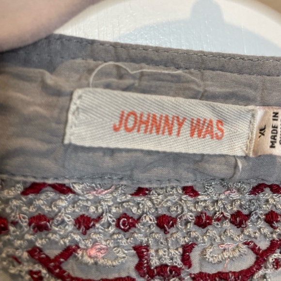Johnny Was long gray and red tunic. SZ XL . - Picture 2 of 16